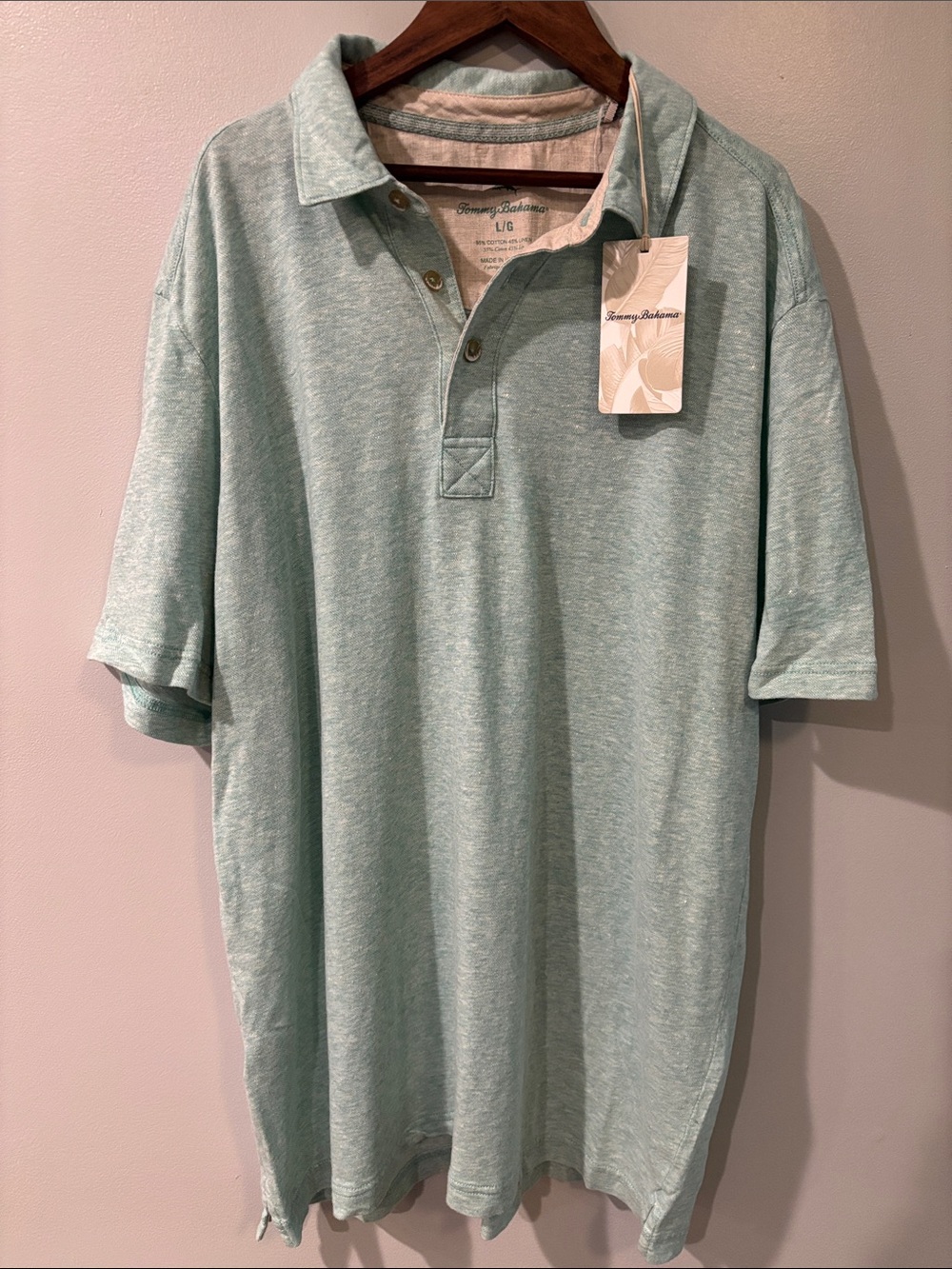 Tommy Bahama Light Seafoam Green Heather Polo